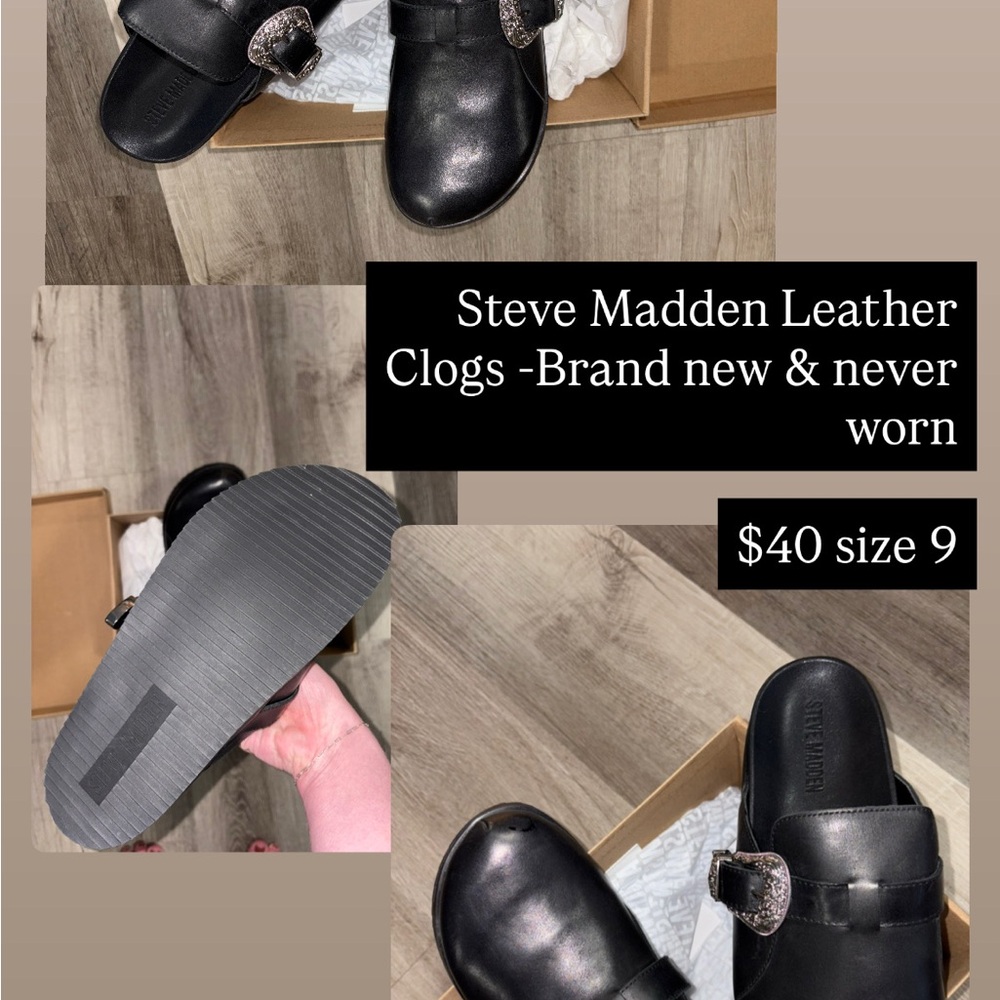 Steve Madden Black Leather Slip-Ons
